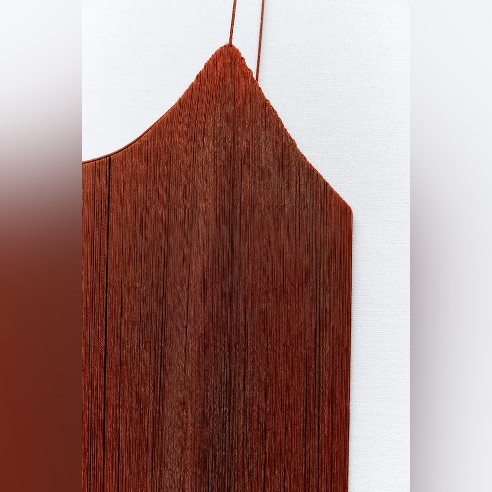 Zara STRAPPY FRINGED brown midi DRESS sz.XS-S - Picture 13 of 15